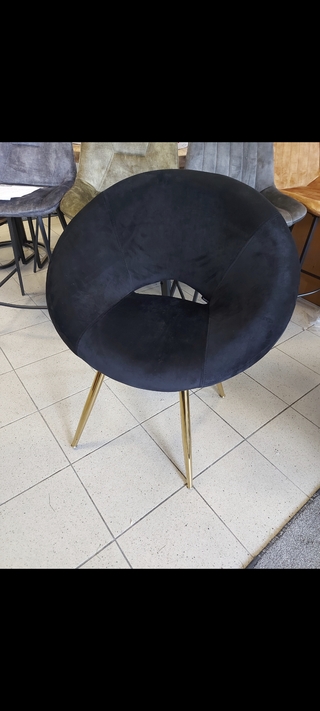 Lounge chair velvet black gold, 2025