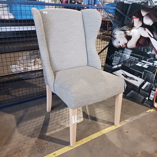 Eetkamer fauteuil boucle, Zazuhome, Grijs / Chroom