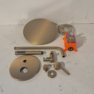 Regendoucheset, inbouw Round, Brushed gold