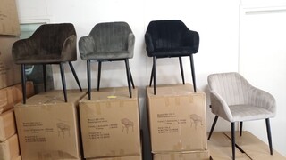 6x Velvet kuipstoel, Grey, 2025
