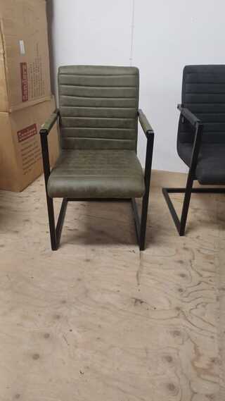 6x Industriele stoel met armleuning, Green black, 2025