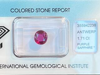 Saffier – 1.71 carat natuurlijke saffier met IGI certificaat