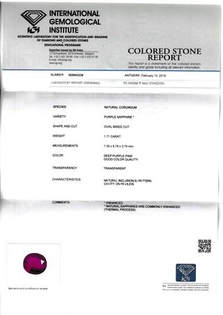 Saffier – 1.71 carat natuurlijke saffier met IGI certificaat