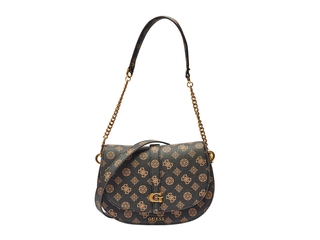 Guess Schoudertas Kuba Tri Compartment Flap Shoulder Bag Mocha Logo Do