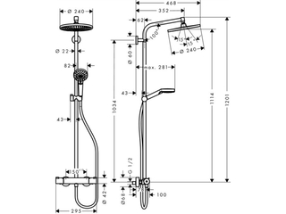 Hansgrohe Crometta Doucheset S 240 Showerpipe met thermostaat Chroom