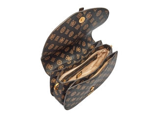 Guess Schoudertas Kuba Tri Compartment Flap Shoulder Bag Mocha Logo Do