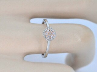 Witgouden ring met natuurlijke roze en witte diamant