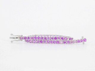 Gouden tennisarmband met 6.00 carat aan roze saffieren
