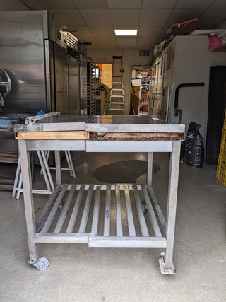 Verrijdbare rvs werktafel