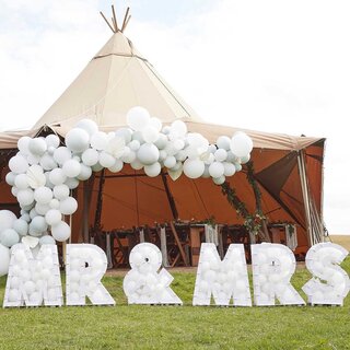 10x Ballonstandaard Mr & Mrs – Wit – Per Set Ginger Ray