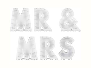 10x Ballonstandaard Mr & Mrs - Wit - Per Set Ginger Ray