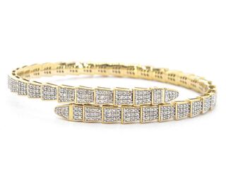 Geelgouden armband van slangen model met natuurlijke diamanten