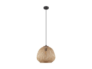 Eglo Dembleby Hanglamp Houten Mand Gevlochten Bruin Staal E27 Zwart