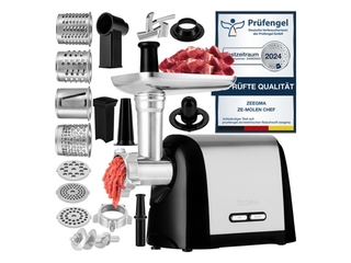 Zeegma Molen Chef  Vleesmolen  3kg/min  1900W Zilver/Zwart