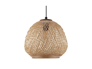 Eglo Dembleby Hanglamp Houten Mand Gevlochten Bruin Staal E27 Zwart