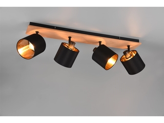 Reality Tommy  Spot  Houtkleur  excl. 4 x E14  Rechthoek  Zwart/Goud
