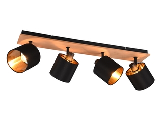 Reality Tommy  Spot  Houtkleur  excl. 4 x E14  Rechthoek  Zwart/Goud