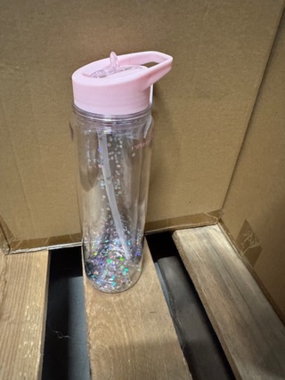 Ca. 190x drink bottle, A Little Lovely Company, XL, glitter/pink silve