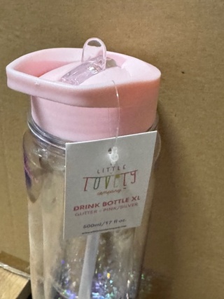 Ca. 190x drink bottle, A Little Lovely Company, XL, glitter/pink silve
