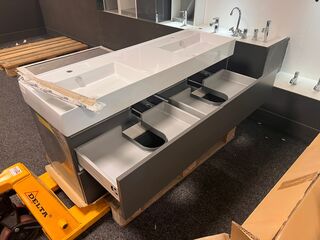 Badkamermeubel 140cm, zwart eiken