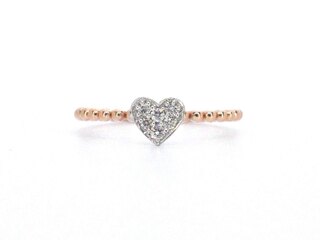 Rosegouden ring met een hartje vol gezet met diamanten