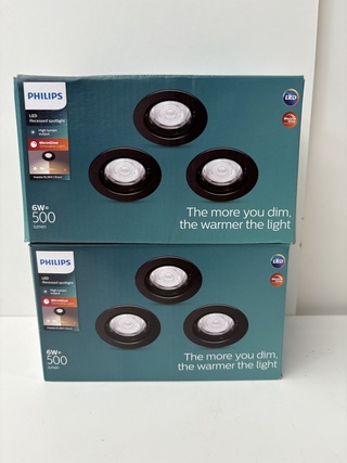 2x Inbouwspots zwart  Philips