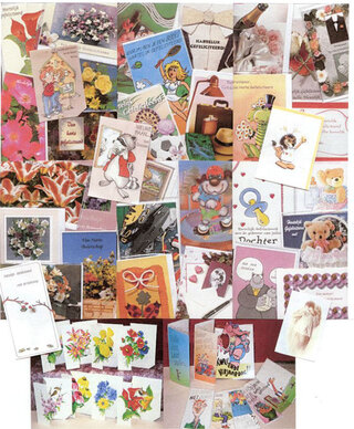 Ca. 9600x Assorti wenskaarten met envelop per stuk in folie verpakt