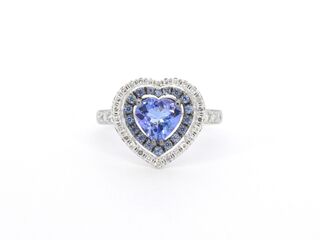 Witgouden ring met diamanten en tanzaniet