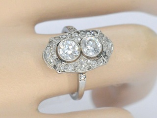 Art Deco platina ring met diamant