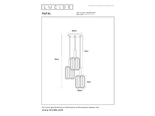 Lucide RAFAL  Hanglamp  50 cm  3xE27  Grijs