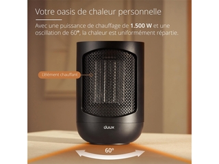 Duux Zone Persoonlijke Keramische Kachel 600/900/1500 W Zwart