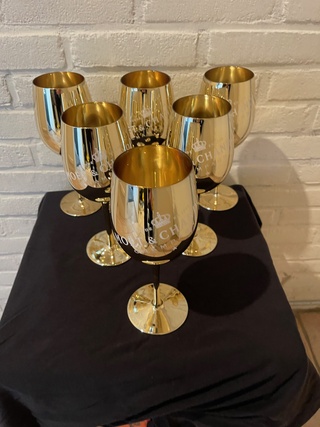 6x Goudkleurige glazen, Moët Chandon