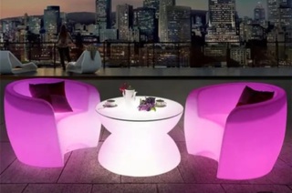 Led tafel 61cm + Led sofa 91x68x67, SanderZ, Wit, 2025