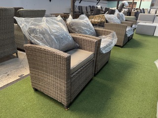 Tuinset 3-delig: 1 bank, 2 stoelen, bruin
