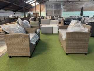 Tuinset 3-delig: 1 bank, 2 stoelen, bruin