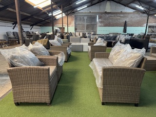 Tuinset 3-delig: 1 bank, 2 stoelen, bruin