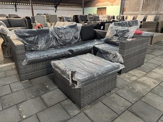 Loungebank met hocker, antraciet
