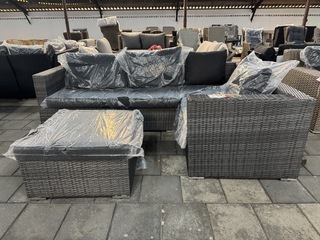 Loungebank met hocker, antraciet