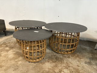 3x Tuintafel, bijzettafel 2x diameter 75 cm, 1x diameter 55 cm, BUITEN