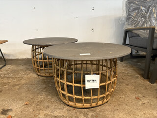 2x Tuintafel, bijzettafel diameter 75 cm, BUITEN.