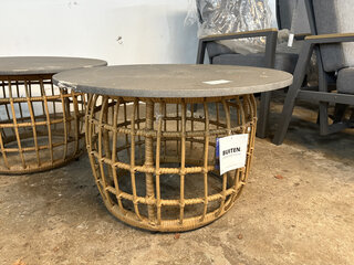 2x Tuintafel, bijzettafel diameter 75 cm, BUITEN.