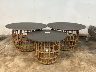 3x Tuintafel, bijzettafel 2x diameter 75 cm, 1x diameter 55 cm, BUITEN