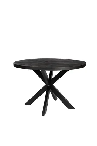 Eettafel mangohout rond 130 cm Black SanderZ, 2025