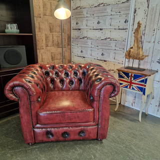 Fauteuil Chesterfield, Cresswell, rood