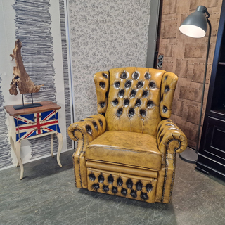 Fauteuil Chesterfield, Tremblay, geel