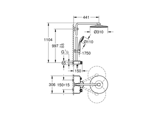 Grohe SmartActive 310 Multijet THM Duo douchesysteem  rond  ingebouwde