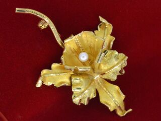 Gouden broche met parel