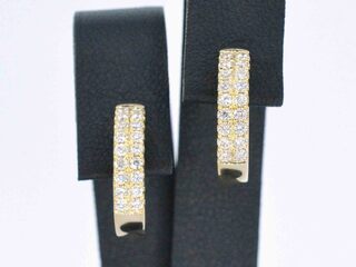 Gouden creolen met twee rijen diamanten