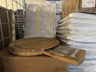6x Bamboe kaasplank met accessoires