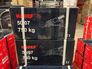 2x 50/07 750kg 3m rateltakel met certificaat, HADEF Professional